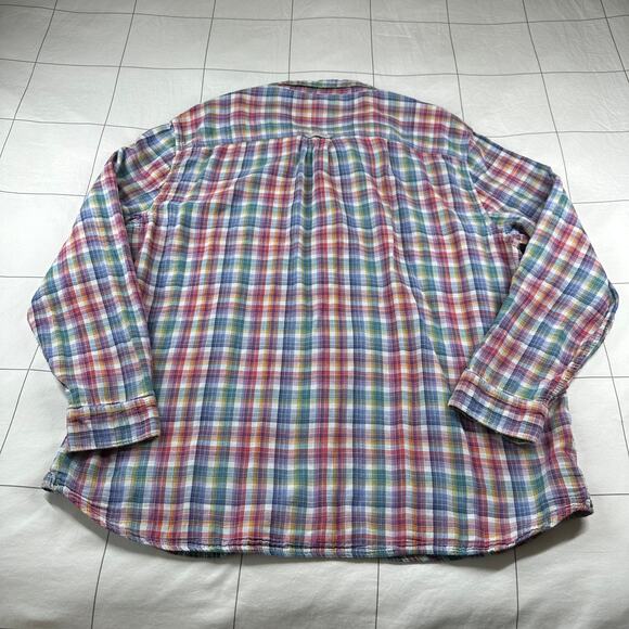 Carbon2Cobalt Shirt Mens XXL Multicolor Rainbow Plaid Cotton Button Up Casual - Picture 2 of 7